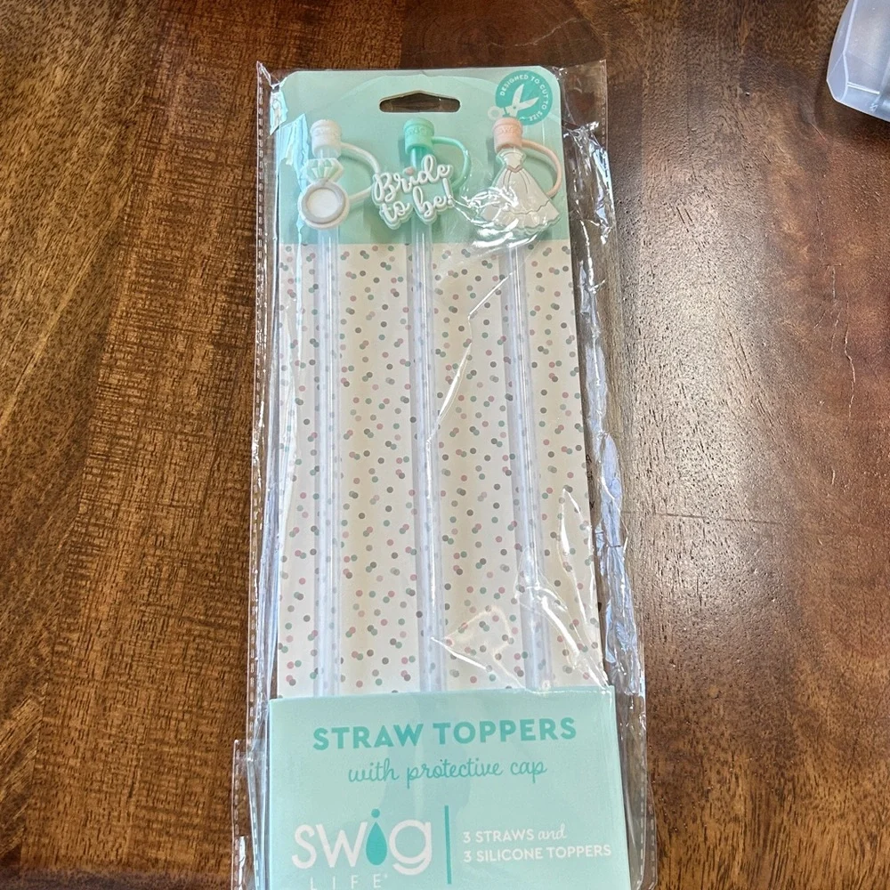 Swig Life Bridal Celebration Straw Toppers with Caps - White, Mint, Pink 0️⃣5️⃣